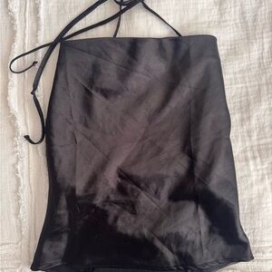 Urban Outfitters Black Satin Halter Top